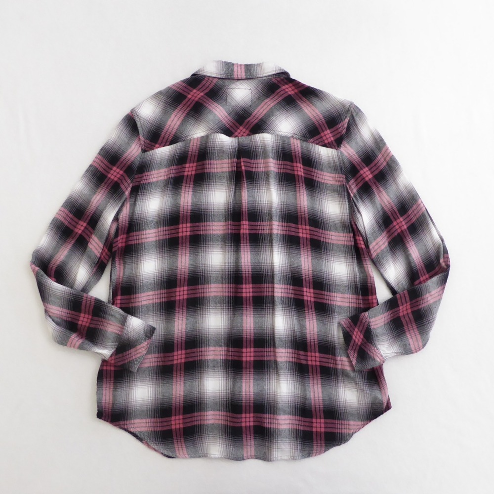 Rails Hunter Plaid Flannel Shirt Black Taffy Pink White Womens Size Large Rayon - Picture 4 of 11
